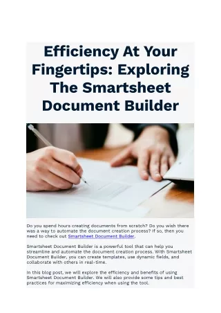 Exploring The Smartsheet Document Builder