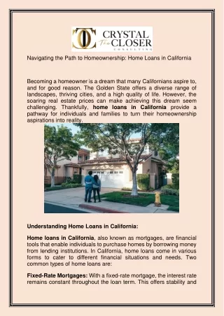 California Home Loans: Your Guide to Home Ownership