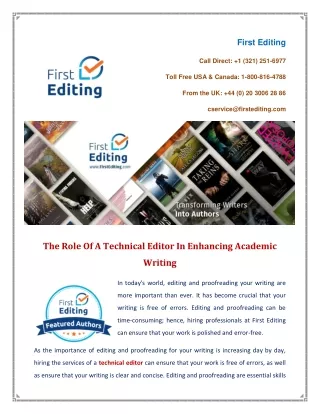 The Role Of A Technical Editor In Enhancing Academic Writing