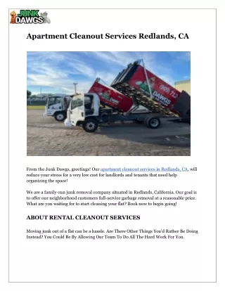 Apartment Cleanout Services Redlands, CA.