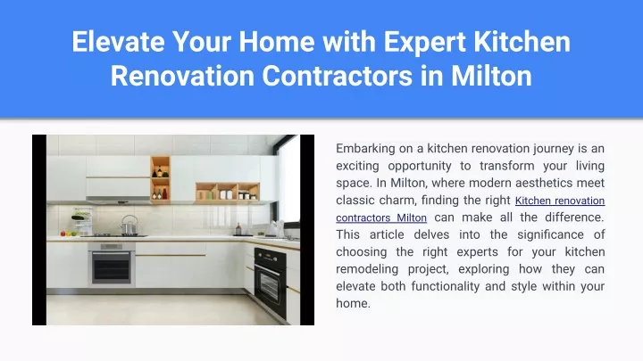 elevate your home with expert kitchen renovation