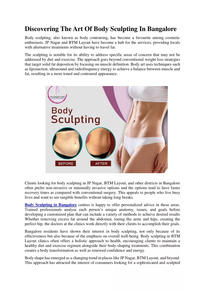 discovering the art of body sculpting in bangalore