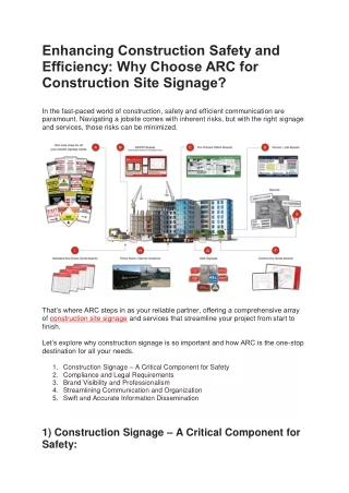 ARC Construction Site Signage Enhancing Construction Safety and Efficiency