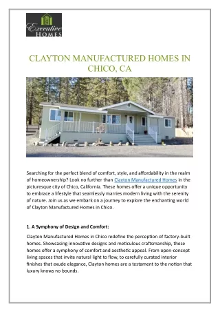 CLAYTON MANUFACTURED HOMES IN CHICO, CA