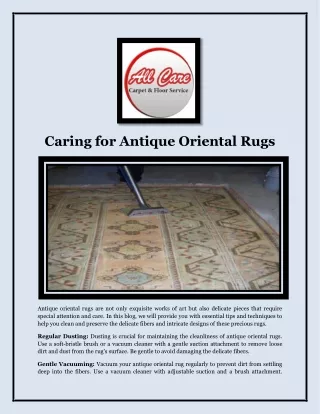 Caring for Antique Oriental Rugs