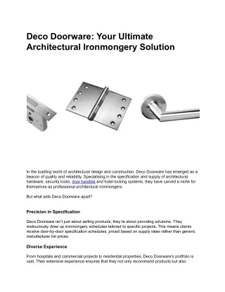 Deco Doorware_ Your Ultimate Architectural Ironmongery Solution