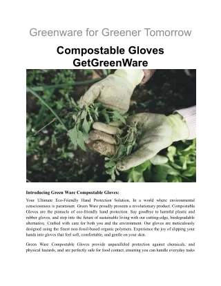 About Compostable Gloves | GetGreenWare