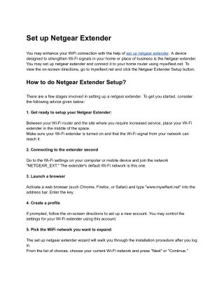 Set up Netgear Extender