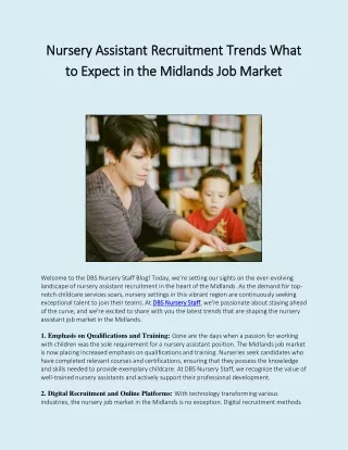 Nursery Assistant Recruitment Trends What to Expect in the Midlands Job Market