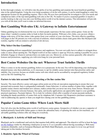 Unveiling the Best Gambling Internet sites British isles: An extensive Evaluate