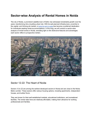 Sector-wise Analysis of Rental Homes in Noida