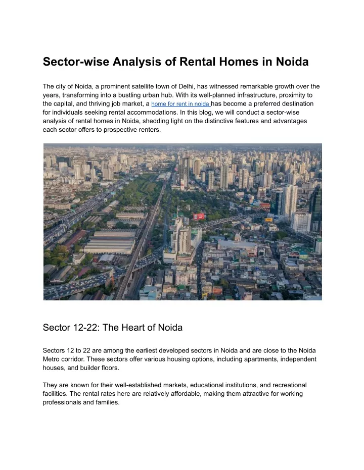 sector wise analysis of rental homes in noida