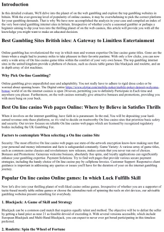 Unveiling the top Gambling Web pages British isles: An extensive Evaluation