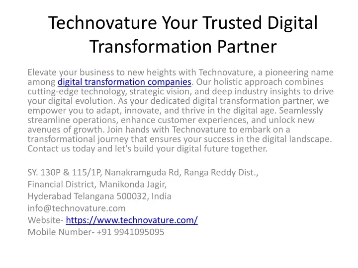 technovature your trusted digital transformation partner