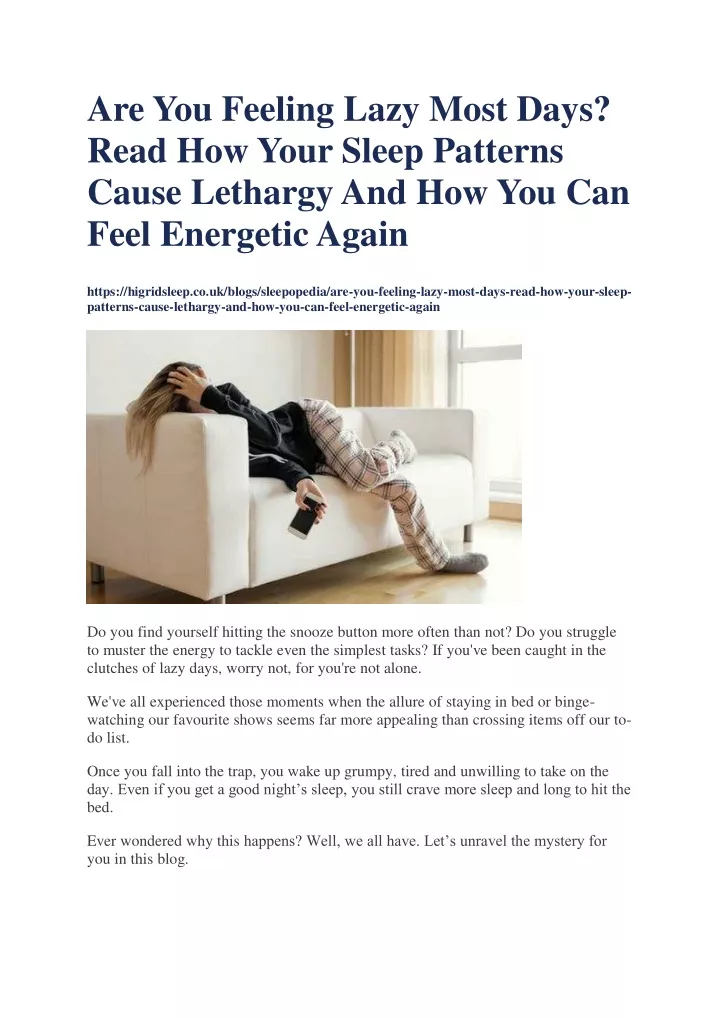are you feeling lazy most days read how your