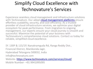 Simplify Cloud Excellence with Technovature Services