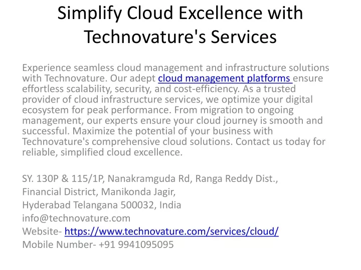 simplify cloud excellence with technovature s services