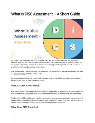 What is DiSC Assessment – A Short Guide