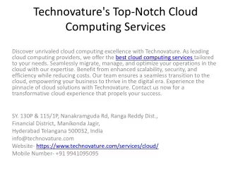 Technovature's Top-Notch Cloud Computing Services