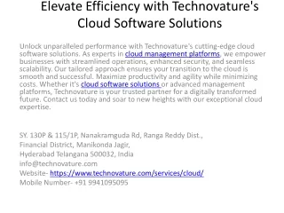 Elevate Efficiency with Technovature's Cloud Software Solutions