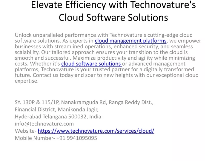 elevate efficiency with technovature s cloud software solutions