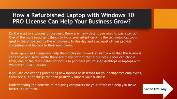 how a refurbished laptop with windows 10 pro license can help your business grow