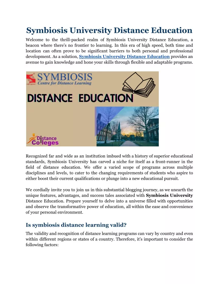 symbiosis university distance education