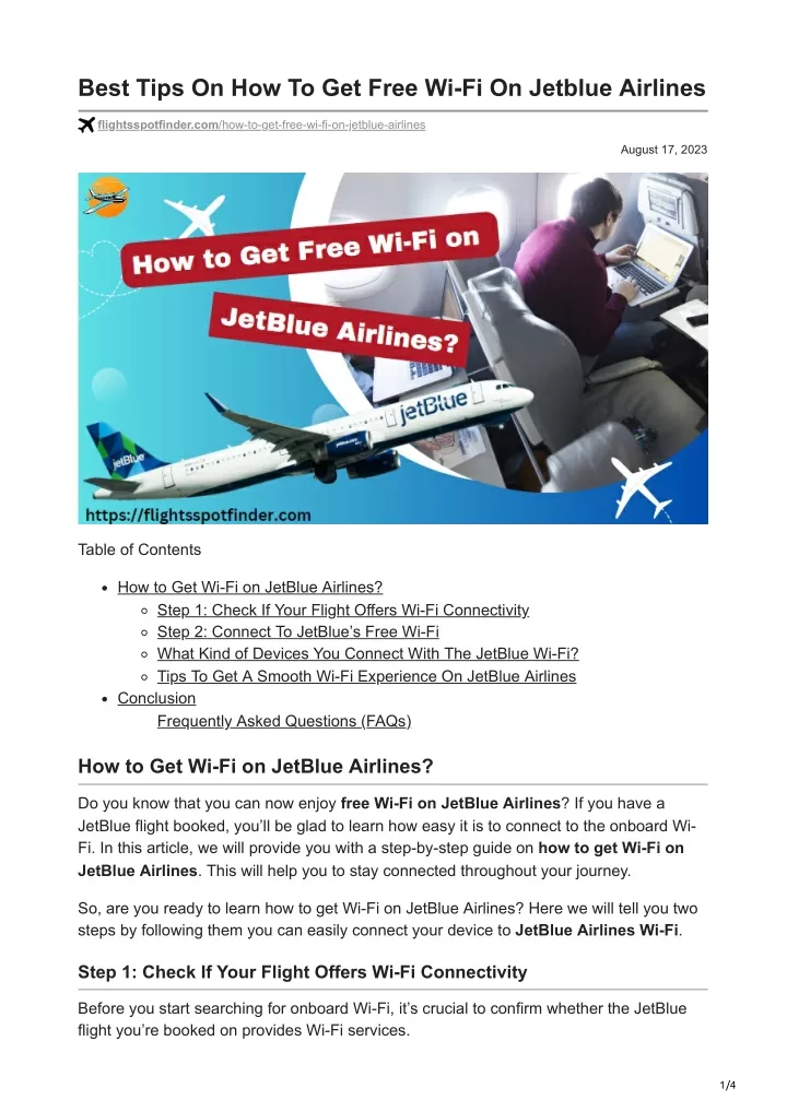 best tips on how to get free wi fi on jetblue