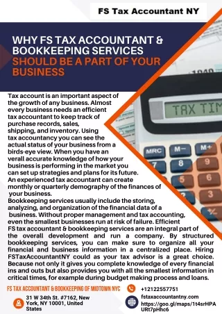 Why FS Tax Accountant & Bookkeeping Services should be a Part of Your Business