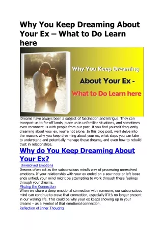 why you keep dreaming about your ex what to do learn here