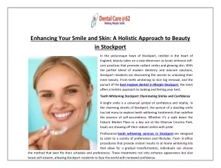 Enhancing Your Smile and Skin: A Holistic Approach to Beauty in Stockport