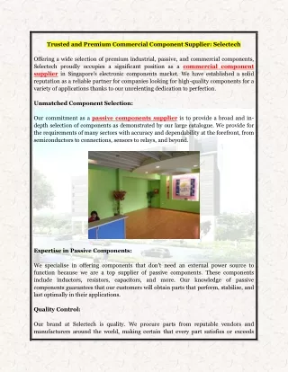 Trusted and Premium Commercial Component Supplier - Selectech