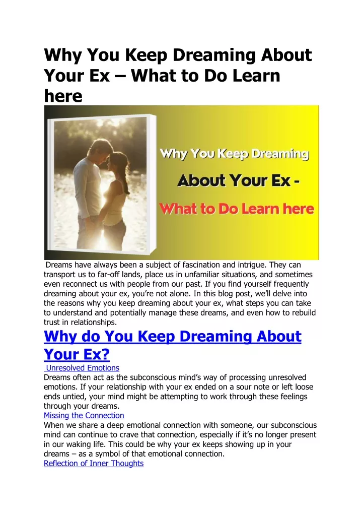 Ppt Why You Keep Dreaming About Your Ex What To Do Learn Here