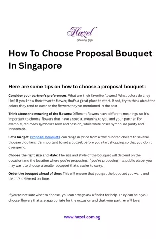 How To Choose Proposal Bouquet In Singapore