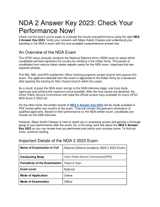 NDA 2 Answer Key 2023 Check Your Performance Now