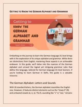 GETTING TO KNOW THE GERMAN ALPHABET AND GRAMMAR