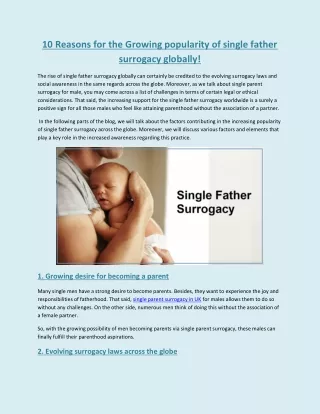 10 Reasons for the Growing popularity of single father surrogacy globally!