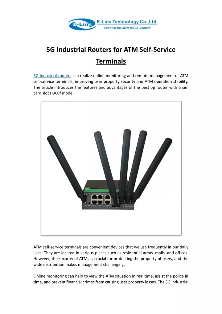 5g industrial routers for atm self service