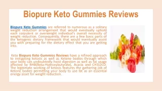 Biopure Keto Gummies Reviews