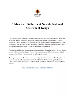 9 Must-See Galleries at Nairobi National Museum of Kenya