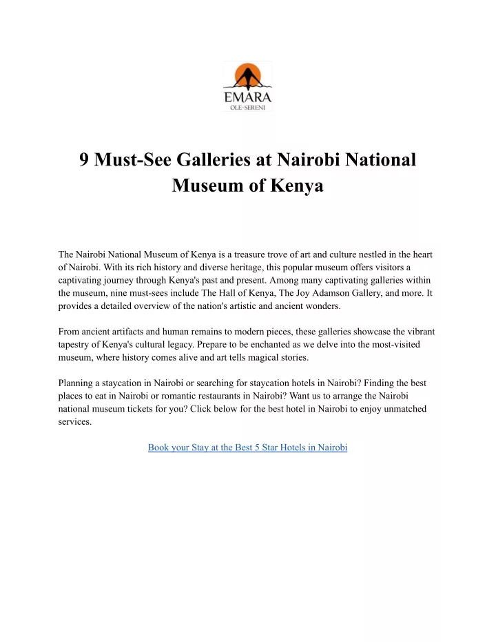 9 must see galleries at nairobi national museum