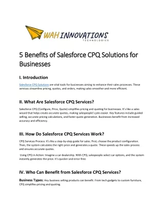 Quote-to-cash made easy with Wahinnovations Salesforce CPQ Solutions