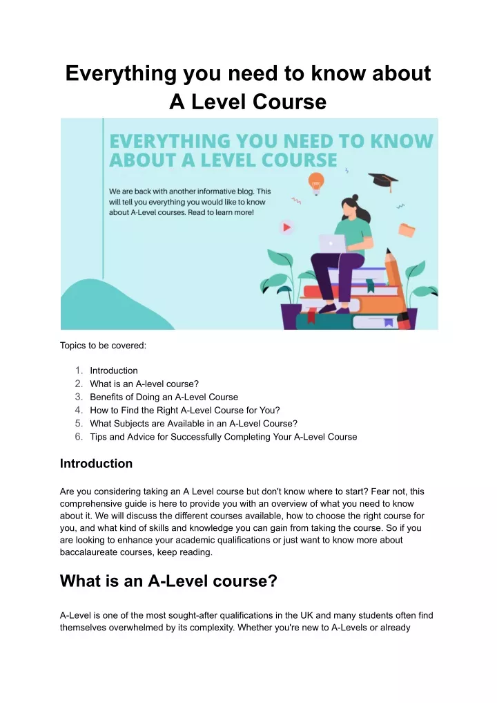 everything you need to know about a level course