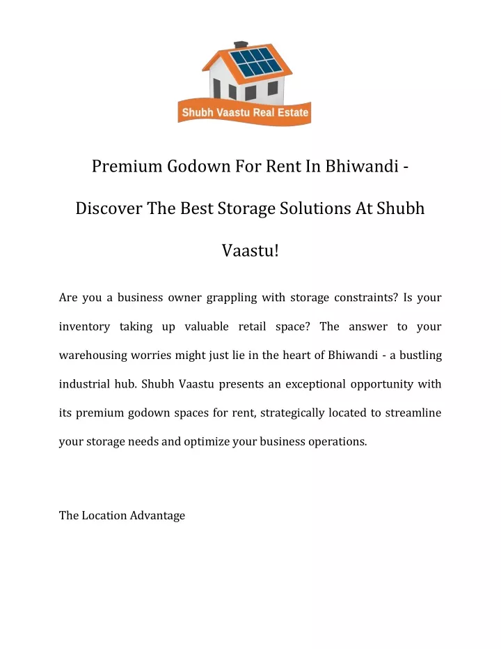 premium godown for rent in bhiwandi