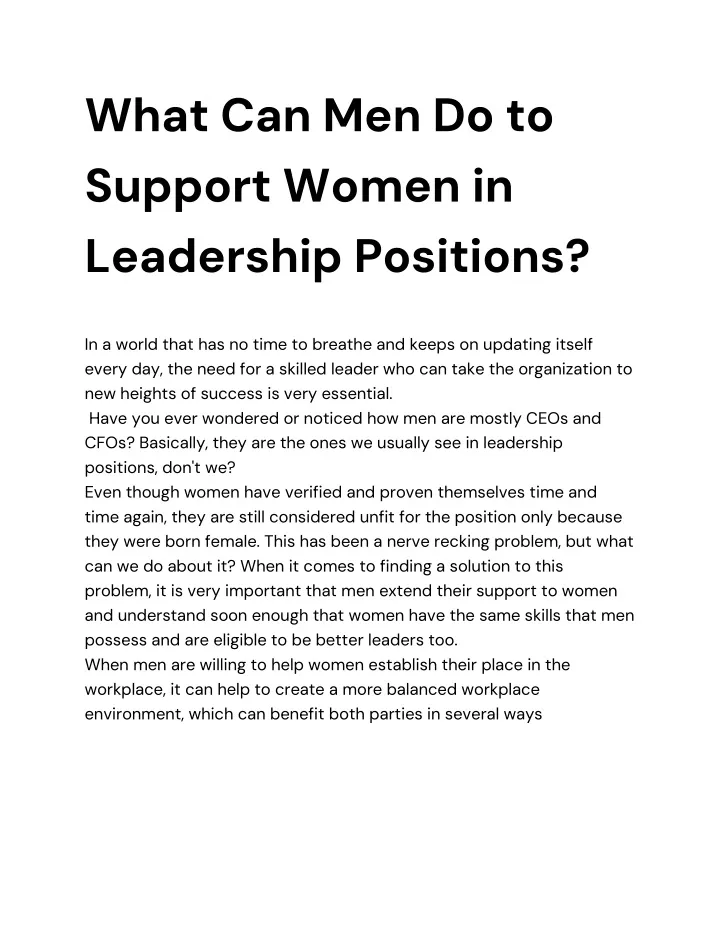 what can men do to support women in leadership