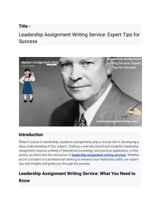 Leadership Assignment Writing Service: Expert Tips for Success