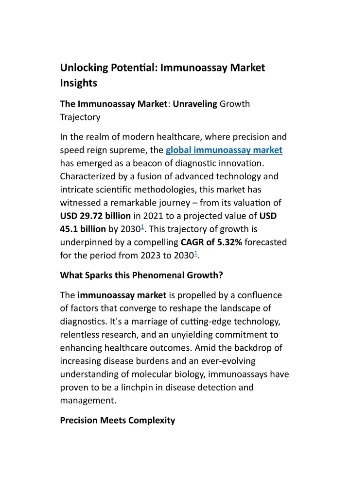 unlocking potential immunoassay market insights