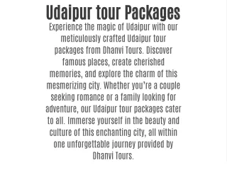 Udaipur tour Packages