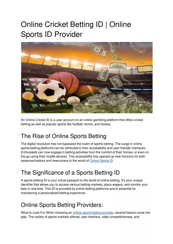 online cricket betting id online sports id provider