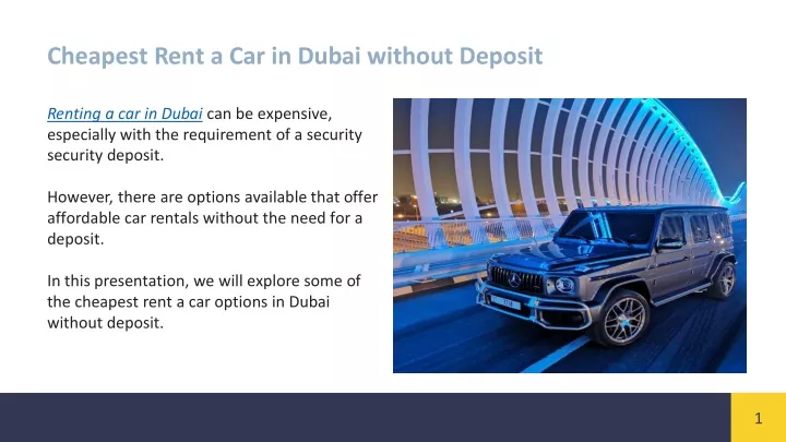 cheapest rent a car in dubai without deposit
